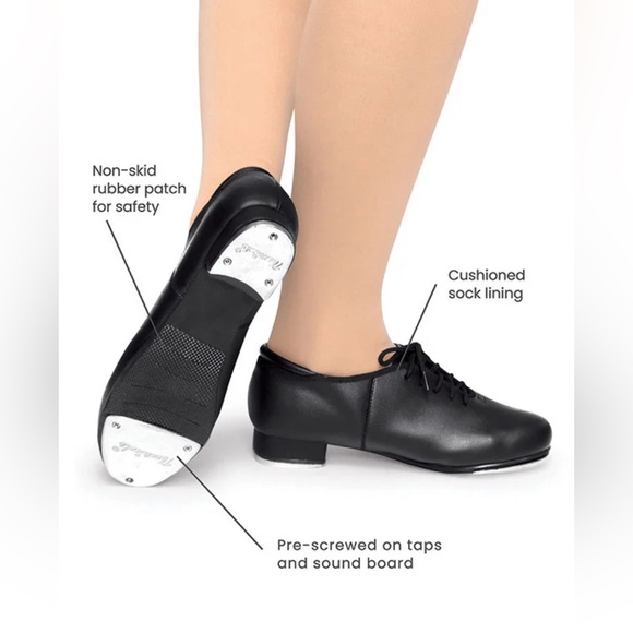 Theatricals Black Lace Up Tap Shoes Size 8.0 - Very Good Used Condition - Picture 5 of 5